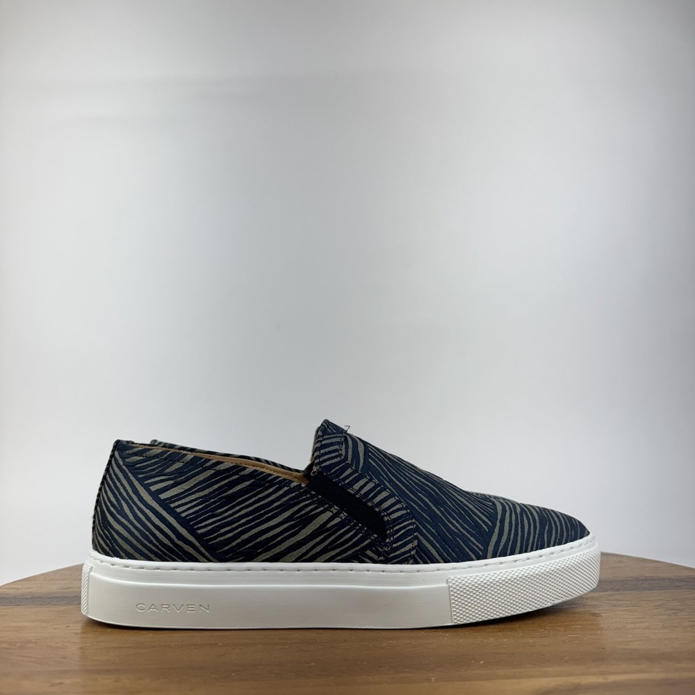 New Womens Carven Slip On Blue Zebra Stripped Causal Sneakers Size EU 38 NIB